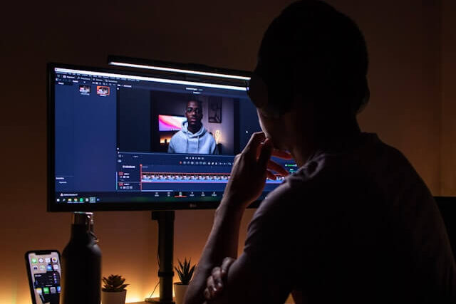 picture of a video editor reviewing their work